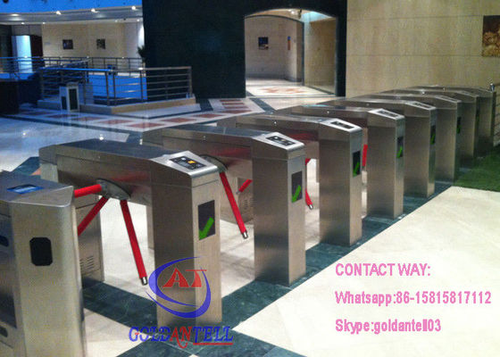 Auto Luggage Pedestrian Barrier Gate , Three Arm Security Gate Barrier Barcode System